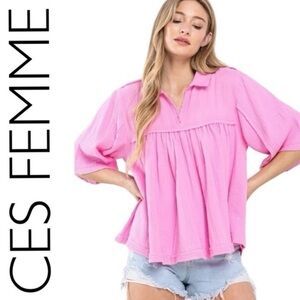 Ces Femme Vibrant Pink Blouse
